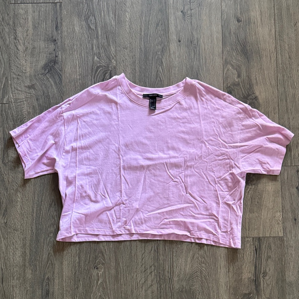 Forever 21 Light Pink Cropped Crewneck Tee
